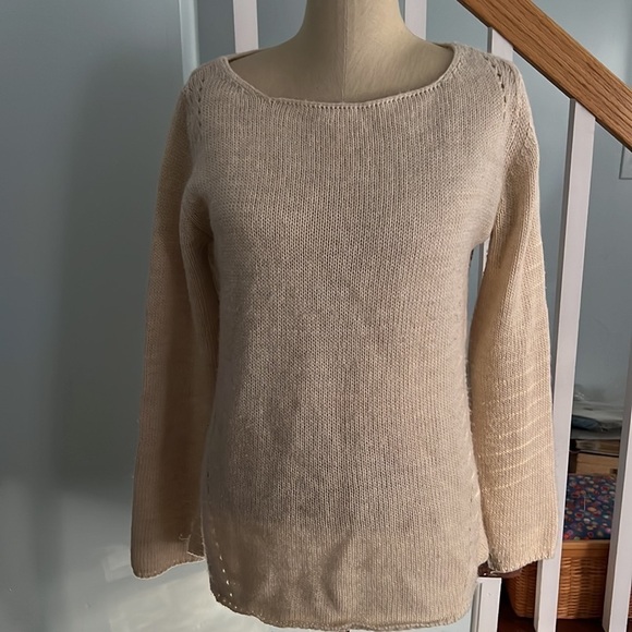 Bianca B Wool Lacey Knit sweater made in Italy size Large - Picture 1 of 7